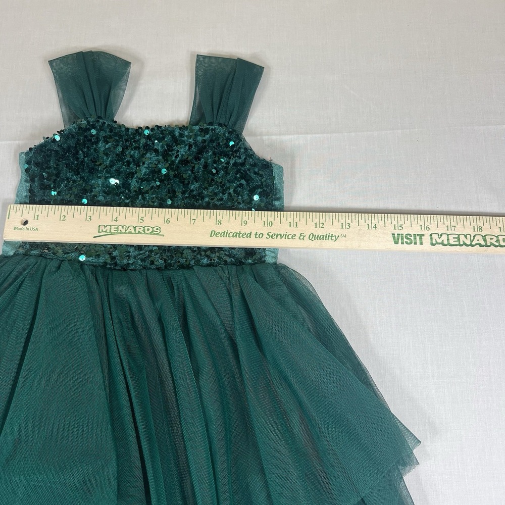 Cat & Jack Girls XS 4/5 Teal Sequin Tulle Party Dress Holiday Special Occasion - Picture 7 of 10